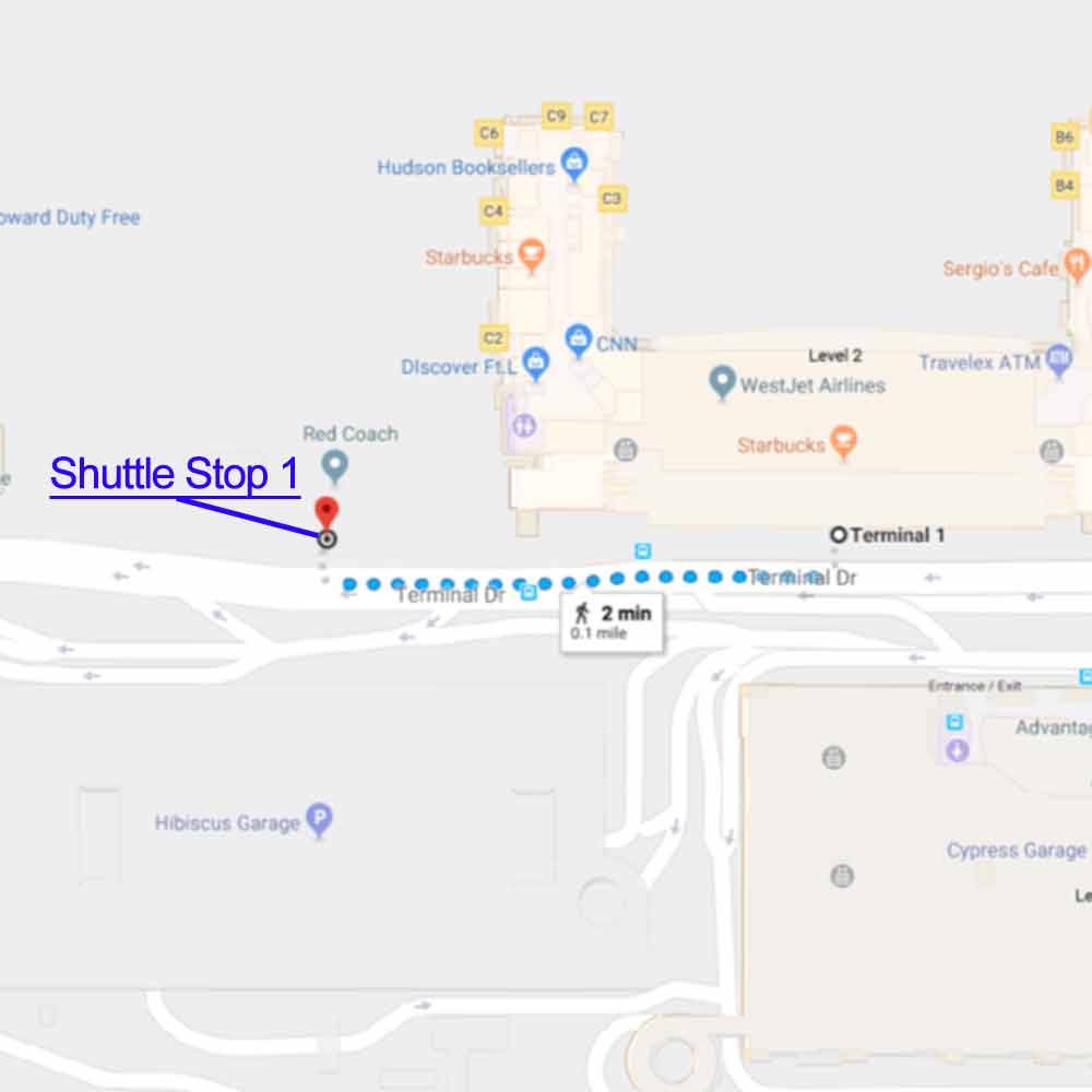 FLL Shuttle Stop Locations, Instructions, & Photos | Self Park FLL Economy Ft Lauderdale Airport ...